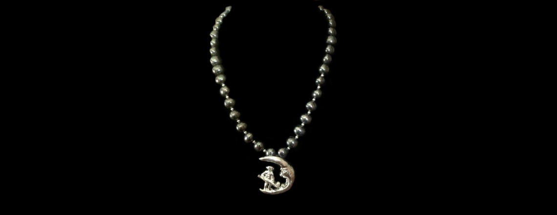 Art Clay Silver (.999) man in the moon pendant w/ pearls